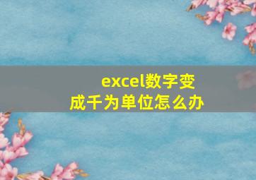 excel数字变成千为单位怎么办