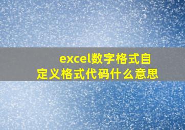 excel数字格式自定义格式代码什么意思