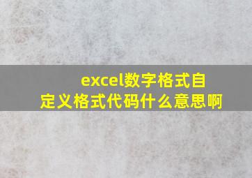 excel数字格式自定义格式代码什么意思啊