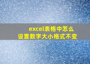 excel表格中怎么设置数字大小格式不变