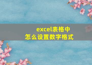 excel表格中怎么设置数字格式