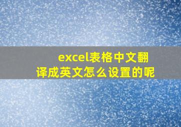 excel表格中文翻译成英文怎么设置的呢