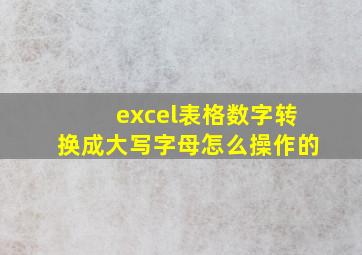 excel表格数字转换成大写字母怎么操作的