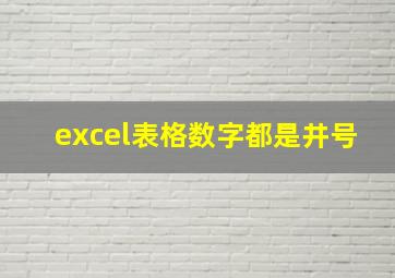 excel表格数字都是井号