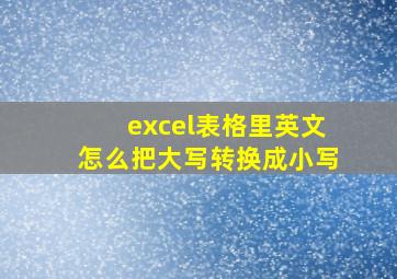 excel表格里英文怎么把大写转换成小写