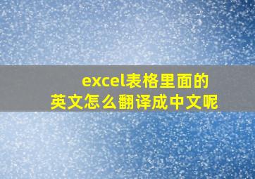 excel表格里面的英文怎么翻译成中文呢