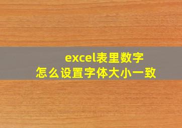 excel表里数字怎么设置字体大小一致