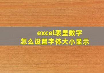 excel表里数字怎么设置字体大小显示