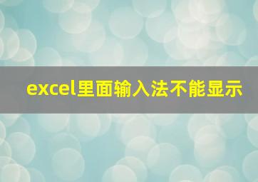 excel里面输入法不能显示