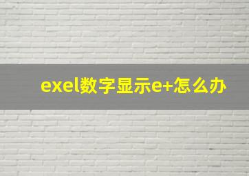 exel数字显示e+怎么办