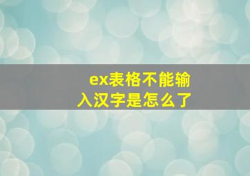 ex表格不能输入汉字是怎么了