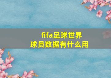 fifa足球世界球员数据有什么用