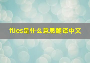 flies是什么意思翻译中文