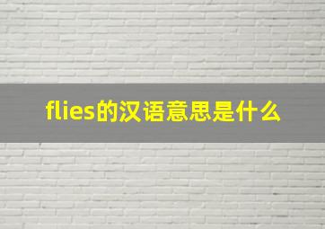 flies的汉语意思是什么