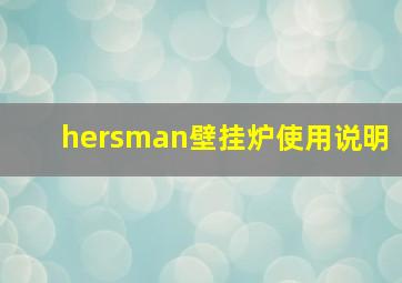 hersman壁挂炉使用说明