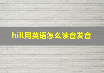 hill用英语怎么读音发音