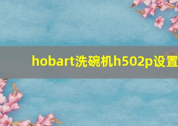 hobart洗碗机h502p设置