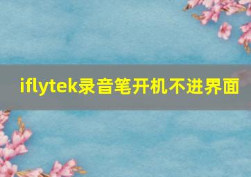 iflytek录音笔开机不进界面