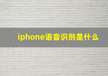 iphone语音识别是什么