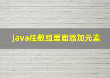 java往数组里面添加元素