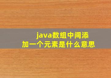 java数组中间添加一个元素是什么意思