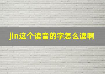 jin这个读音的字怎么读啊