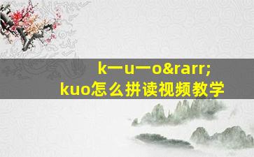 k一u一o→kuo怎么拼读视频教学