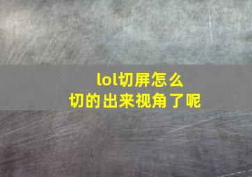 lol切屏怎么切的出来视角了呢