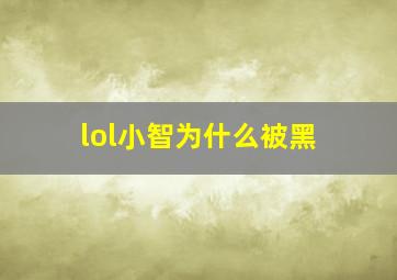 lol小智为什么被黑