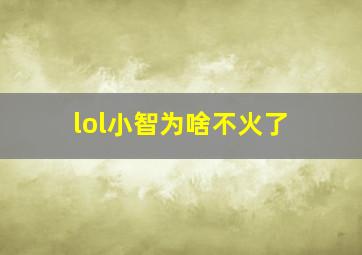 lol小智为啥不火了