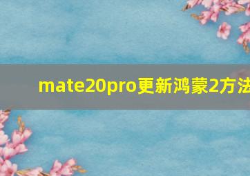 mate20pro更新鸿蒙2方法