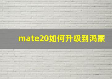 mate20如何升级到鸿蒙