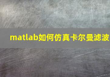 matlab如何仿真卡尔曼滤波