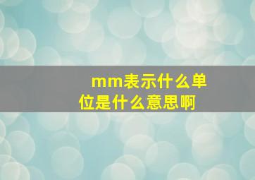 mm表示什么单位是什么意思啊