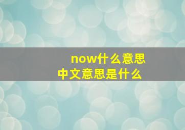 now什么意思中文意思是什么