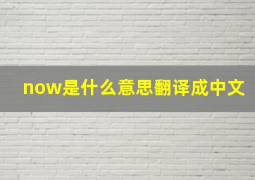 now是什么意思翻译成中文