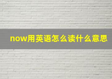 now用英语怎么读什么意思