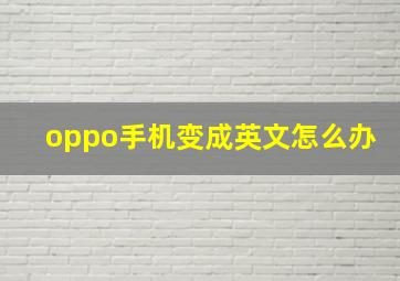 oppo手机变成英文怎么办