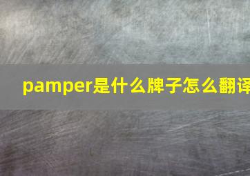 pamper是什么牌子怎么翻译