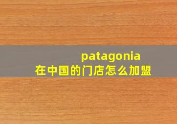 patagonia在中国的门店怎么加盟