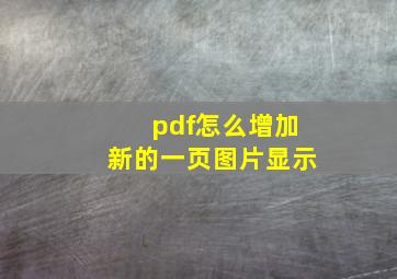 pdf怎么增加新的一页图片显示