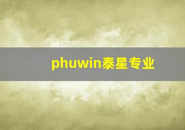 phuwin泰星专业