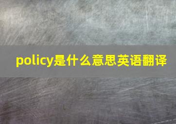 policy是什么意思英语翻译