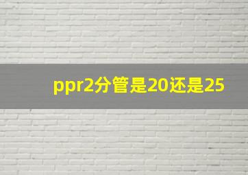 ppr2分管是20还是25