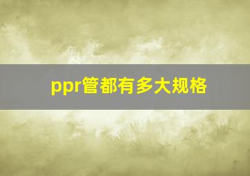 ppr管都有多大规格