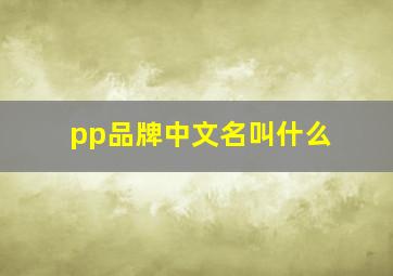 pp品牌中文名叫什么