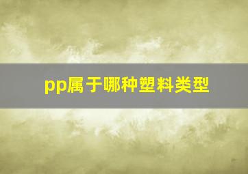 pp属于哪种塑料类型