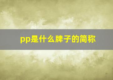 pp是什么牌子的简称