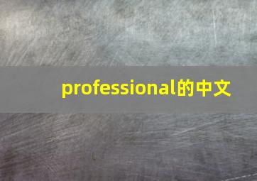 professional的中文