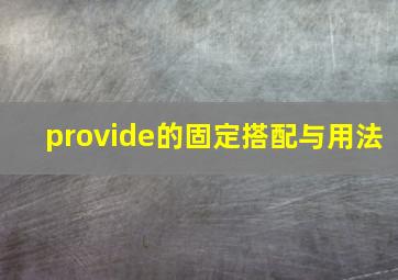 provide的固定搭配与用法